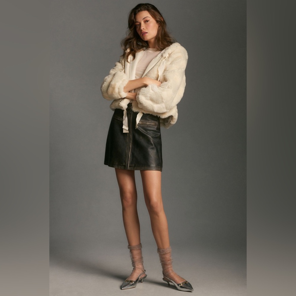 Anthropologie Cropped Faux Fur Hoodie Jacket - Picture 8 of 8